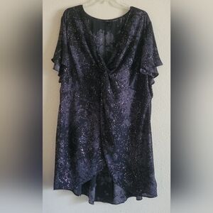 TORRID Sz 3 Black Floral Georgette Twist Front Babydoll Tunic